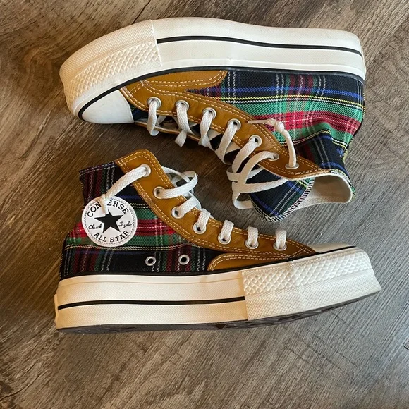Converse Multicolor Plaid High-Tops 7.5